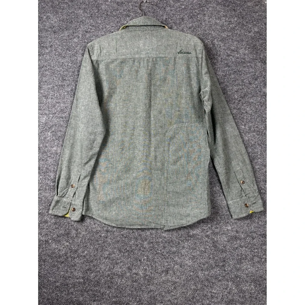 Pladra Flannel Shirt Mens Small‎ Green Button Down Made in USA Landscape Lining - Picture 6 of 11
